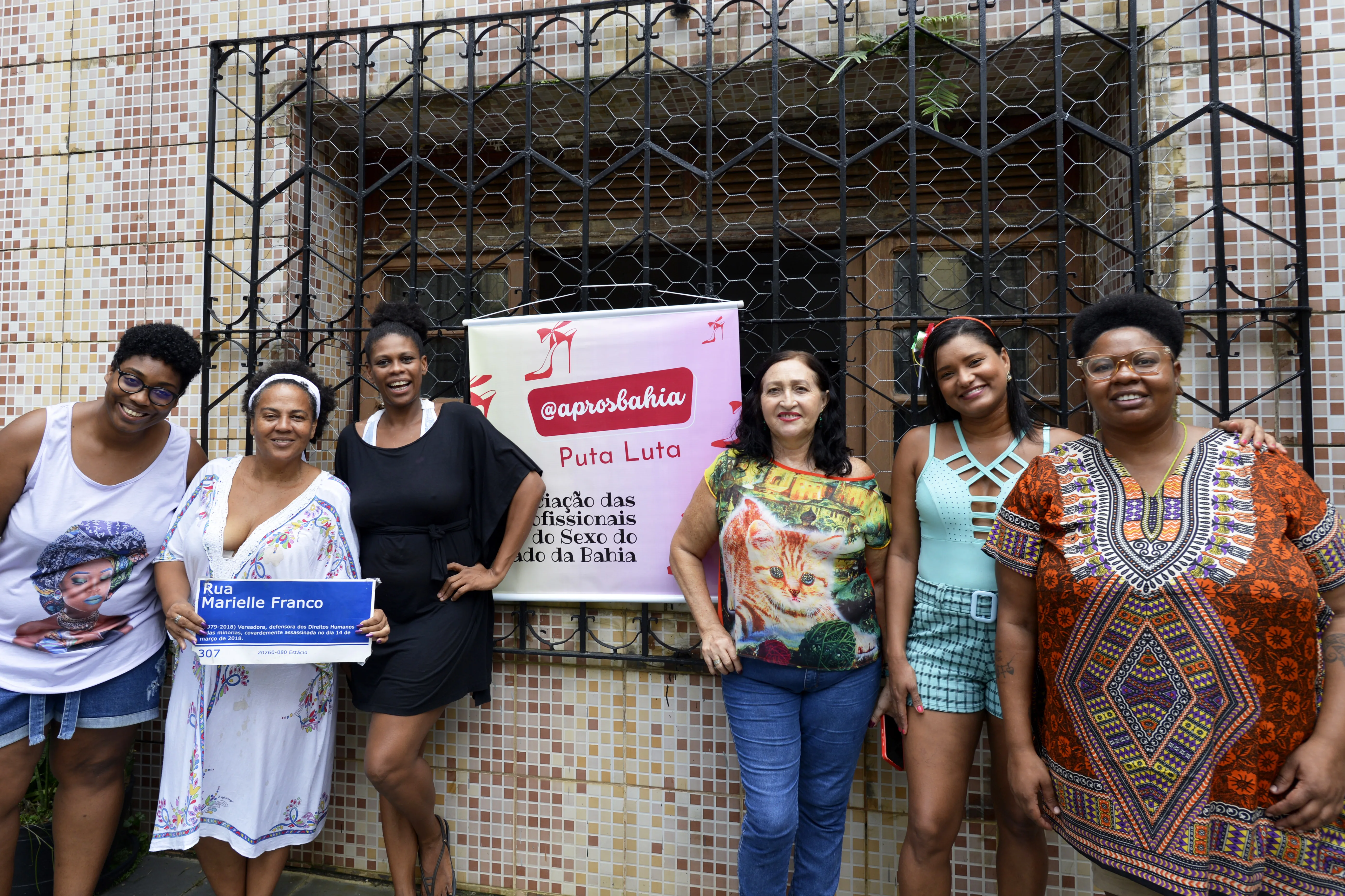 Fátima Medeiros, coordenadora geral da ABROSBA, Sandra Munhoz, presidenta da Casa Marielle Franco, Suzana Amorim, Nadine Matos, Lana Terapia, Silvio Lacerda e a jornalista Kaliandra Gonzalez.