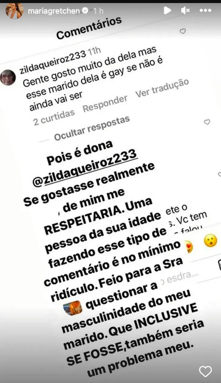 Gretchen abre o jogo e se revolta com fãs que apontam marido gay