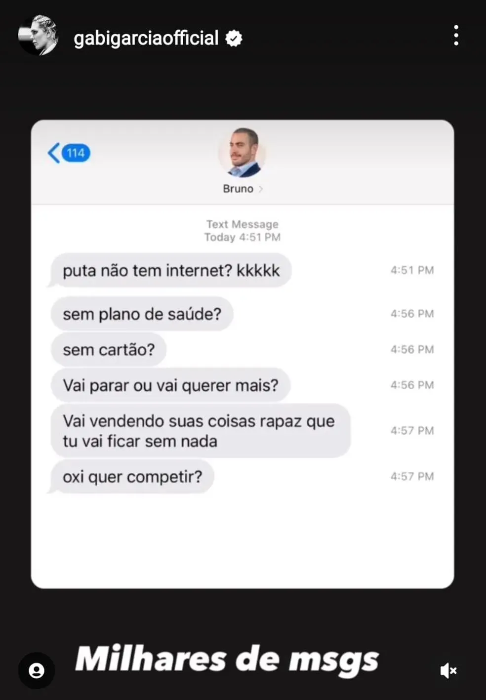 Print com ameaças a Gabi Garcia