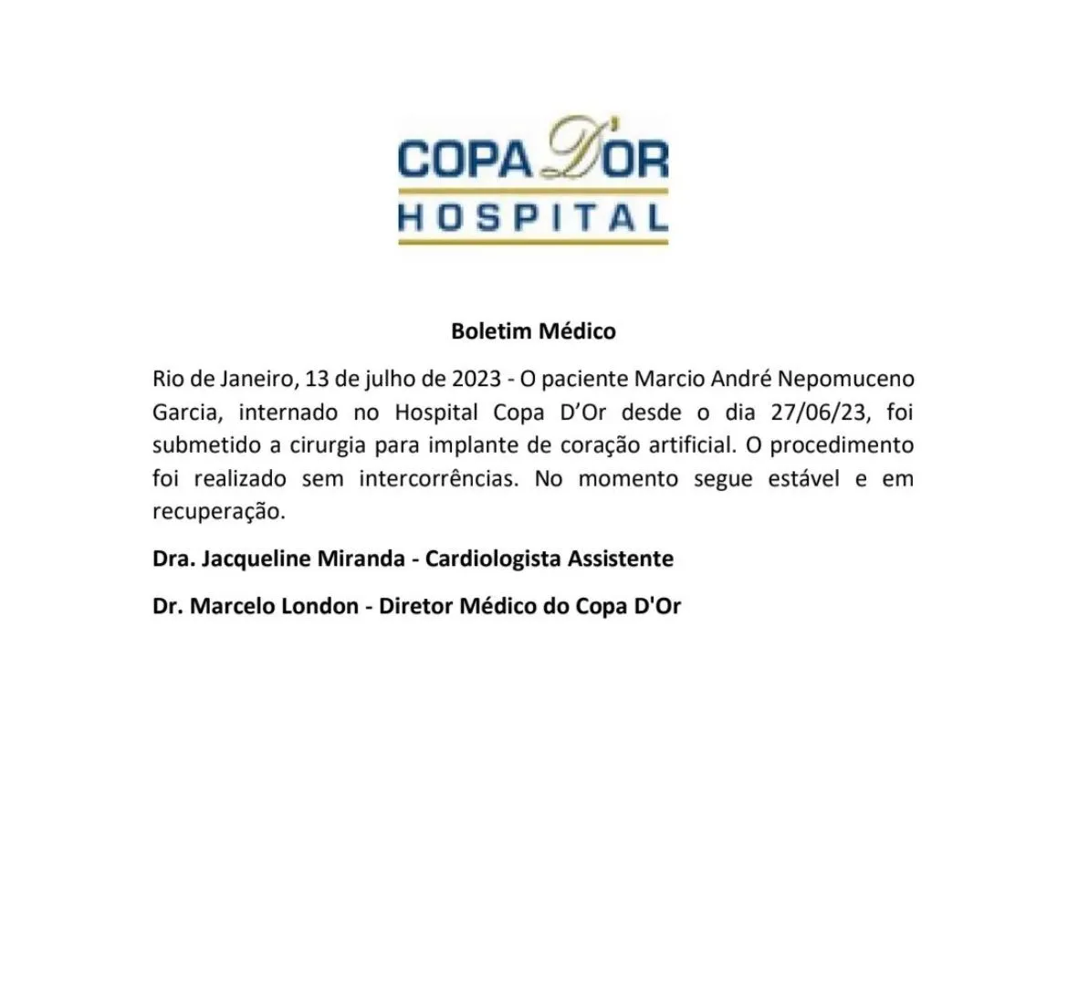 Boletim médico de MC Marcinho