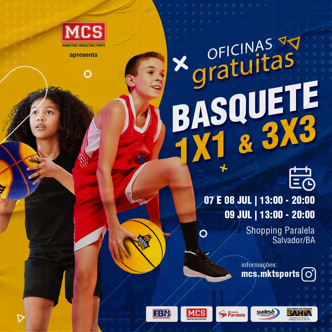 Imagem ilustrativa da imagem Oficinas gratuitas de basquete 3x3 vão acontecer no Shopping Paralela