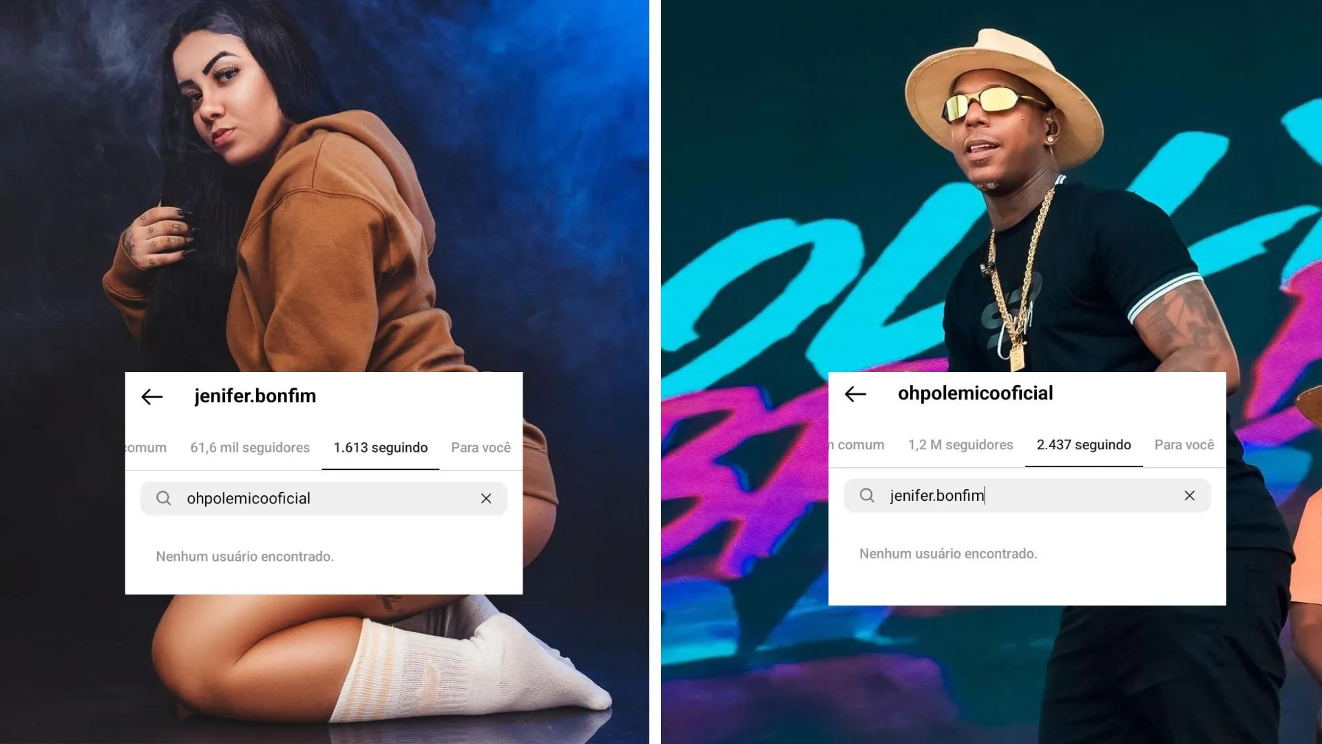 Jenifer Bonfim e Oh Polêmico não se seguem mais