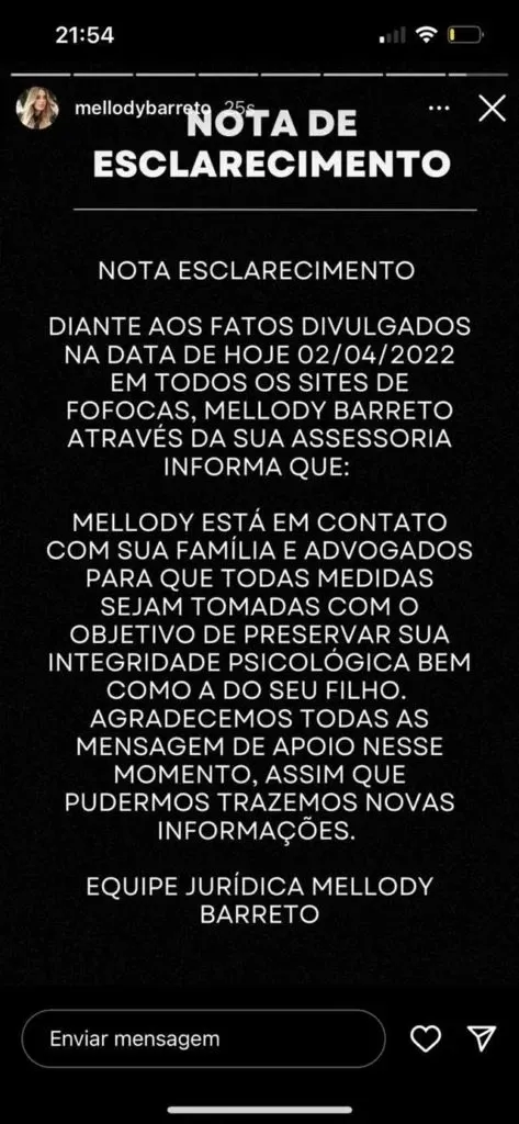 A influencer precisou se pronunciar por meio da sua assessoria de imprensa.