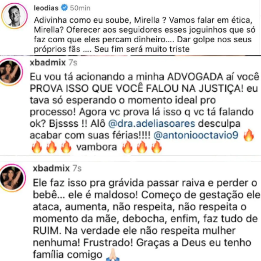 MC Mirella e Léo Dias discutem no Instagram