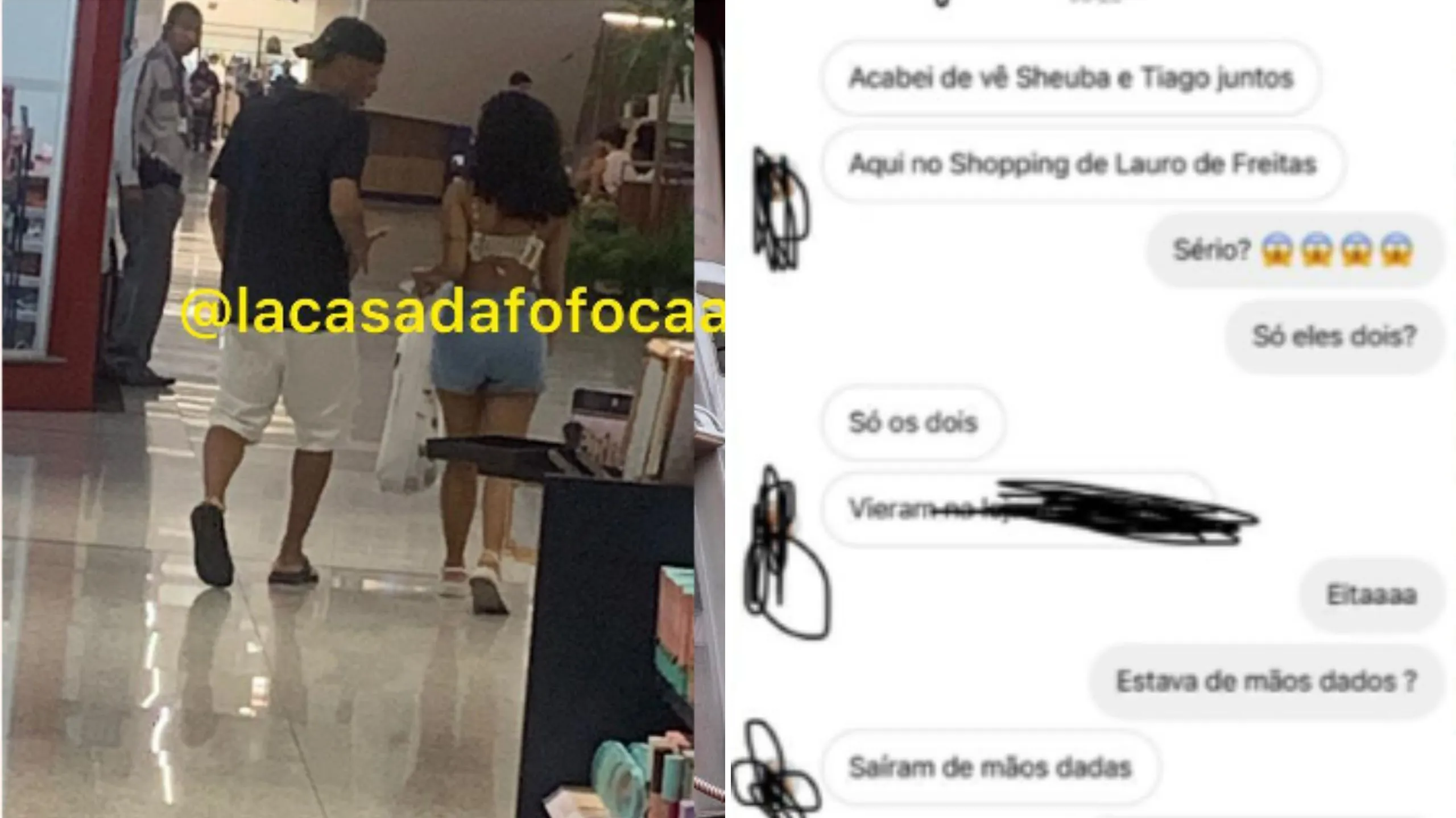 Sheuba e Tiago Souza são vistos juntos em shopping