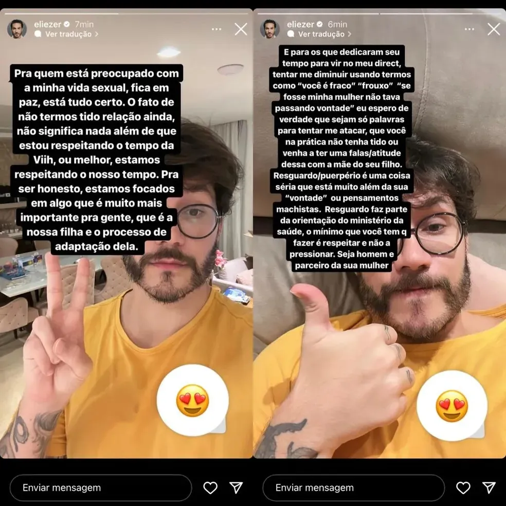 Imagens do story de Eliezer