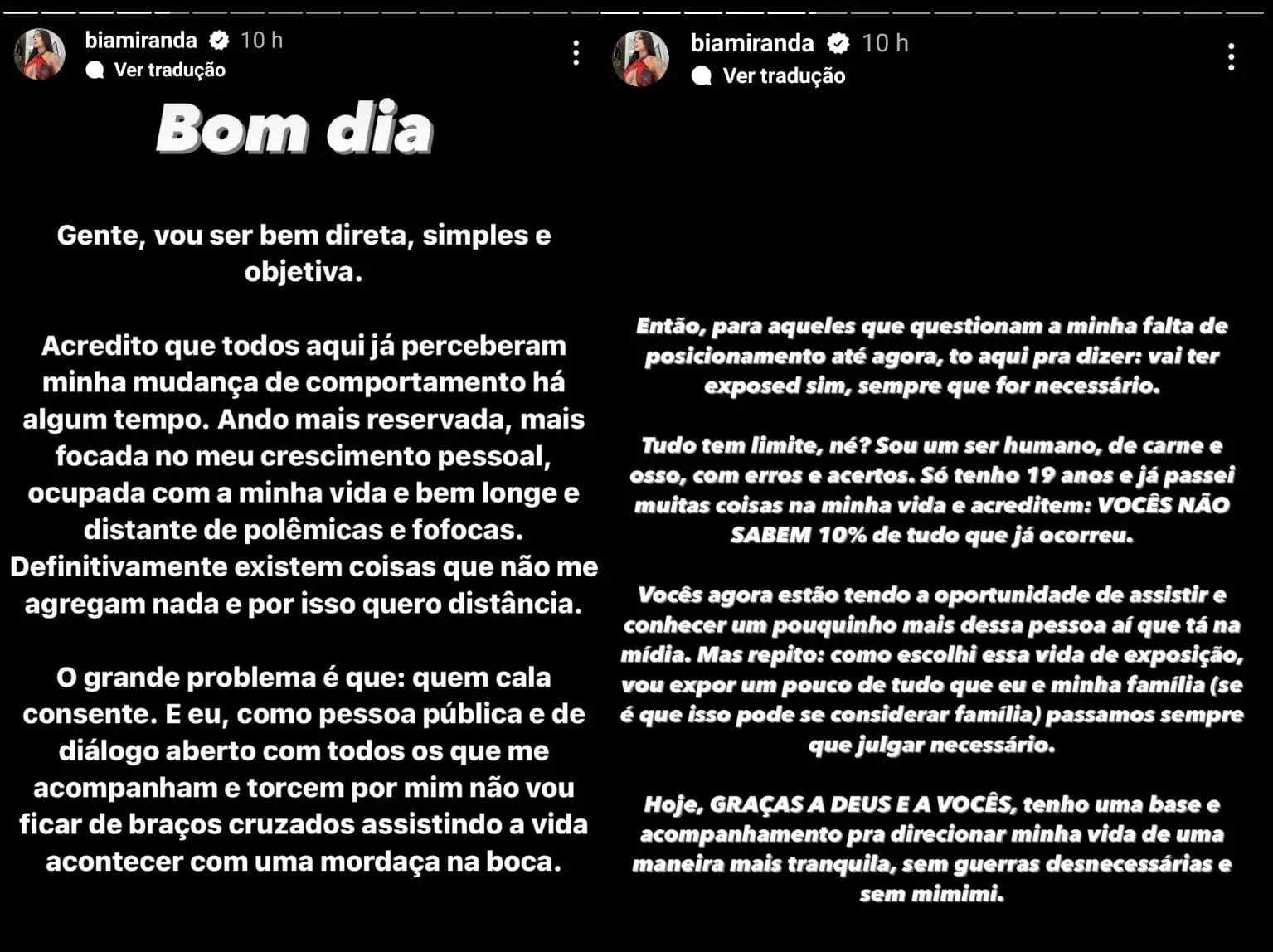 Bia rebate acusações feitas pelo marido da mãe