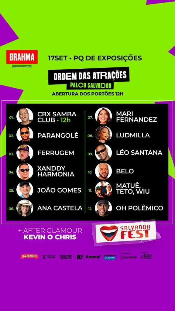 Imagem ilustrativa da imagem Confira a ordem das atrações do Salvador Fest