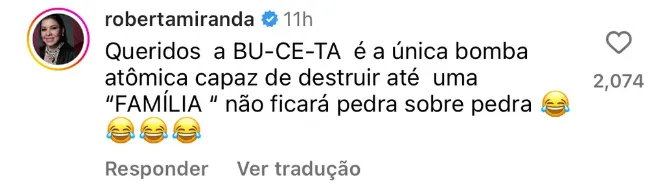 Imagem ilustrativa da imagem É o amor? Roberta Miranda exalta poder da “b*ceta” na relação de Zezé