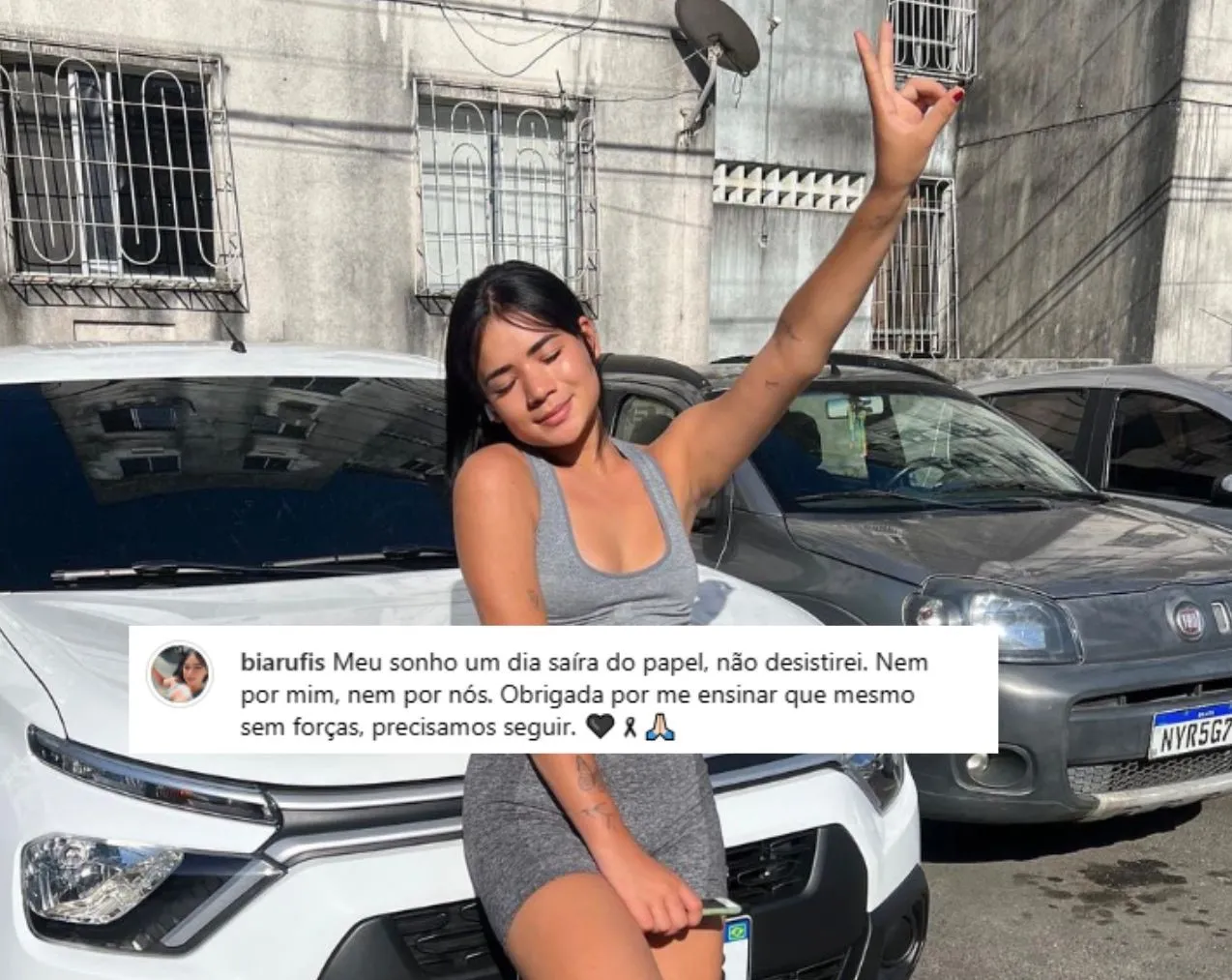 Beatriz tem sido criticada por postar fotos na academia com frases reflexivas sobre Mendo