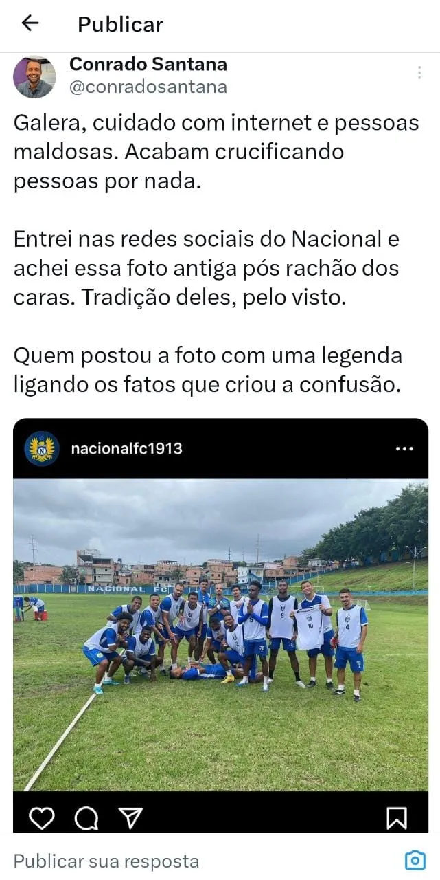 Imagem ilustrativa da imagem FAF repudia postagem polêmica do Nacional e assessoria se pronuncia