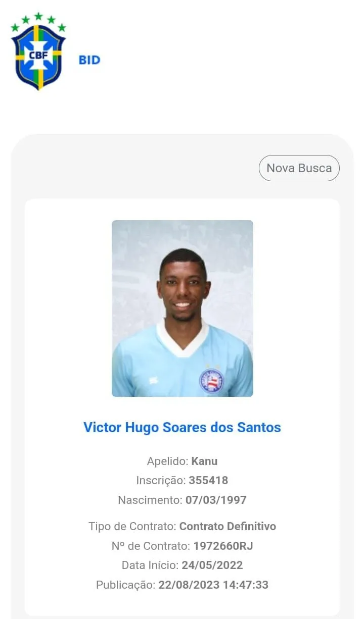 Zagueiro teve seu status atualizado no BID