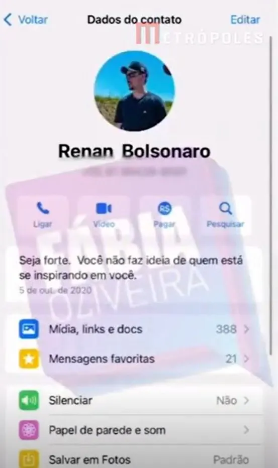 Rapaz também mostra o contato de Renan