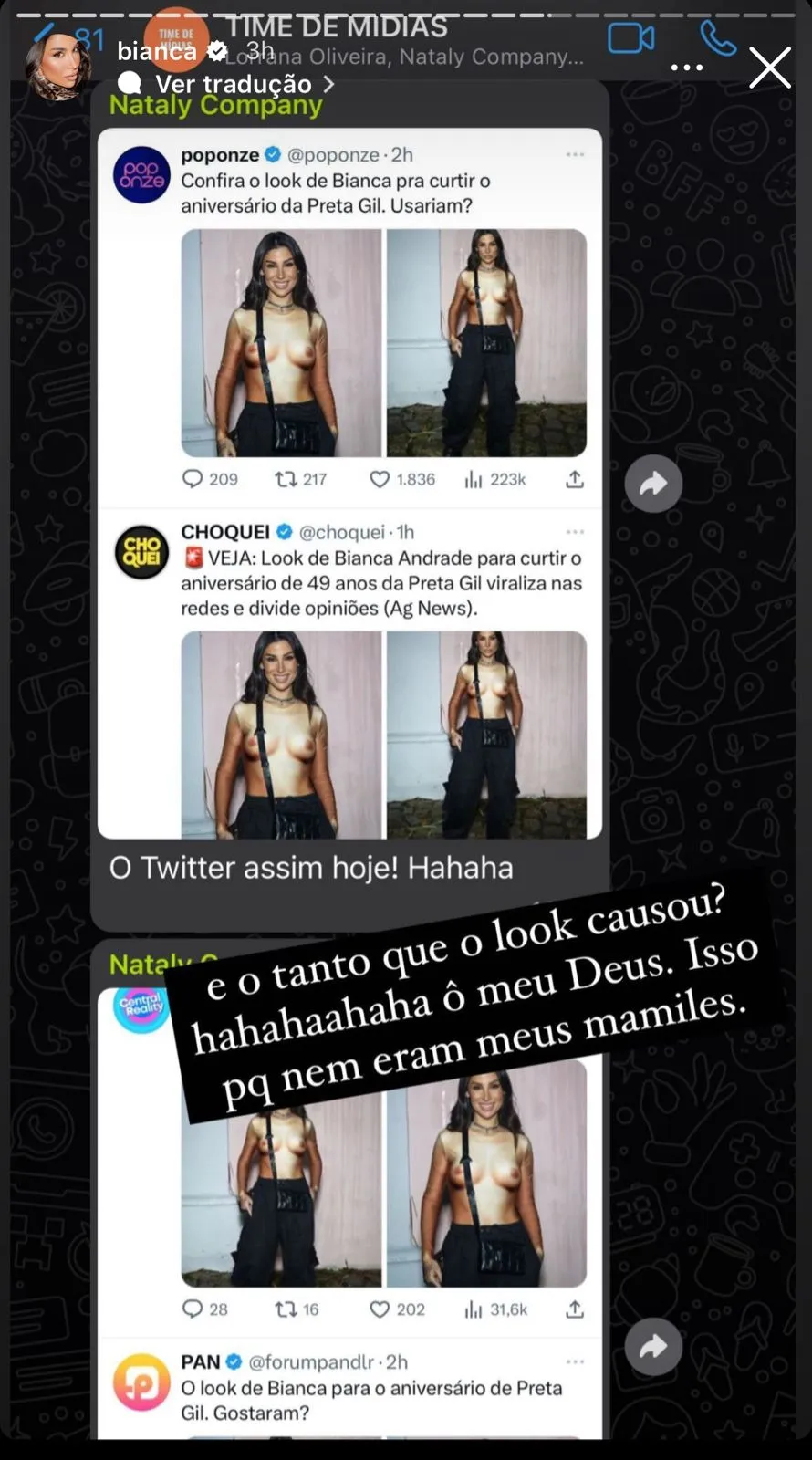 A empresária comentou sobre o burburinho que o look escolhido por ela, causou na web