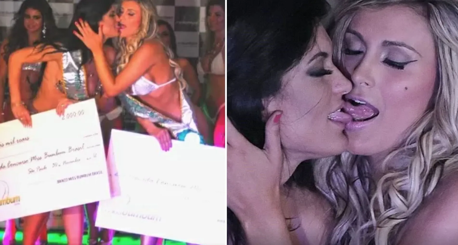 Andressa Urach e Carine Felizardo se beijaram na final do concurso