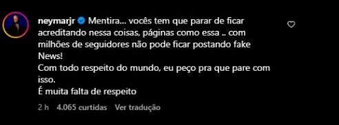 Imagem ilustrativa da imagem Neymar desmente boatos sobre rejeitar Jesus: "Muita falta de respeito"