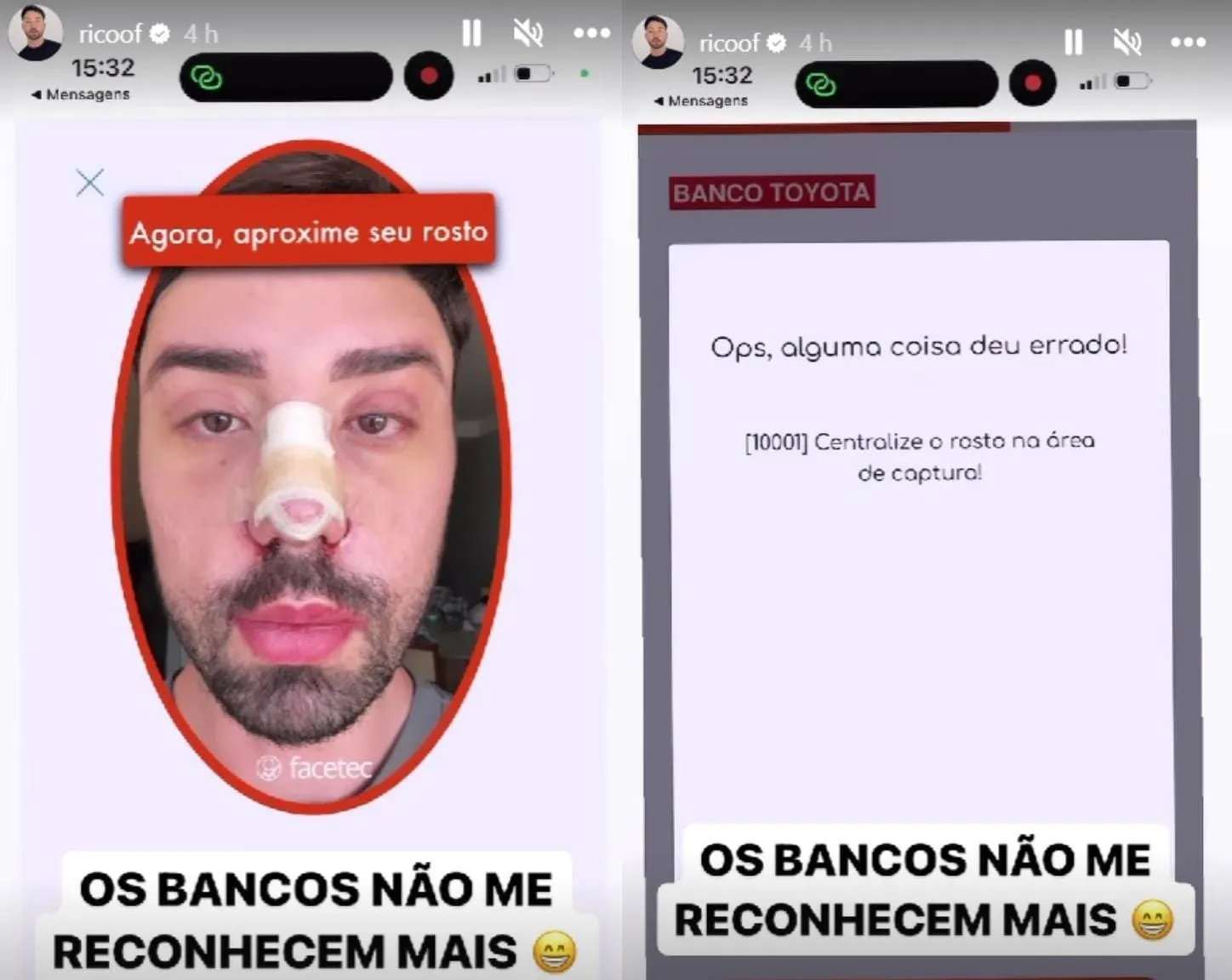 Rico afirmou ter cedido as pressões estéticas