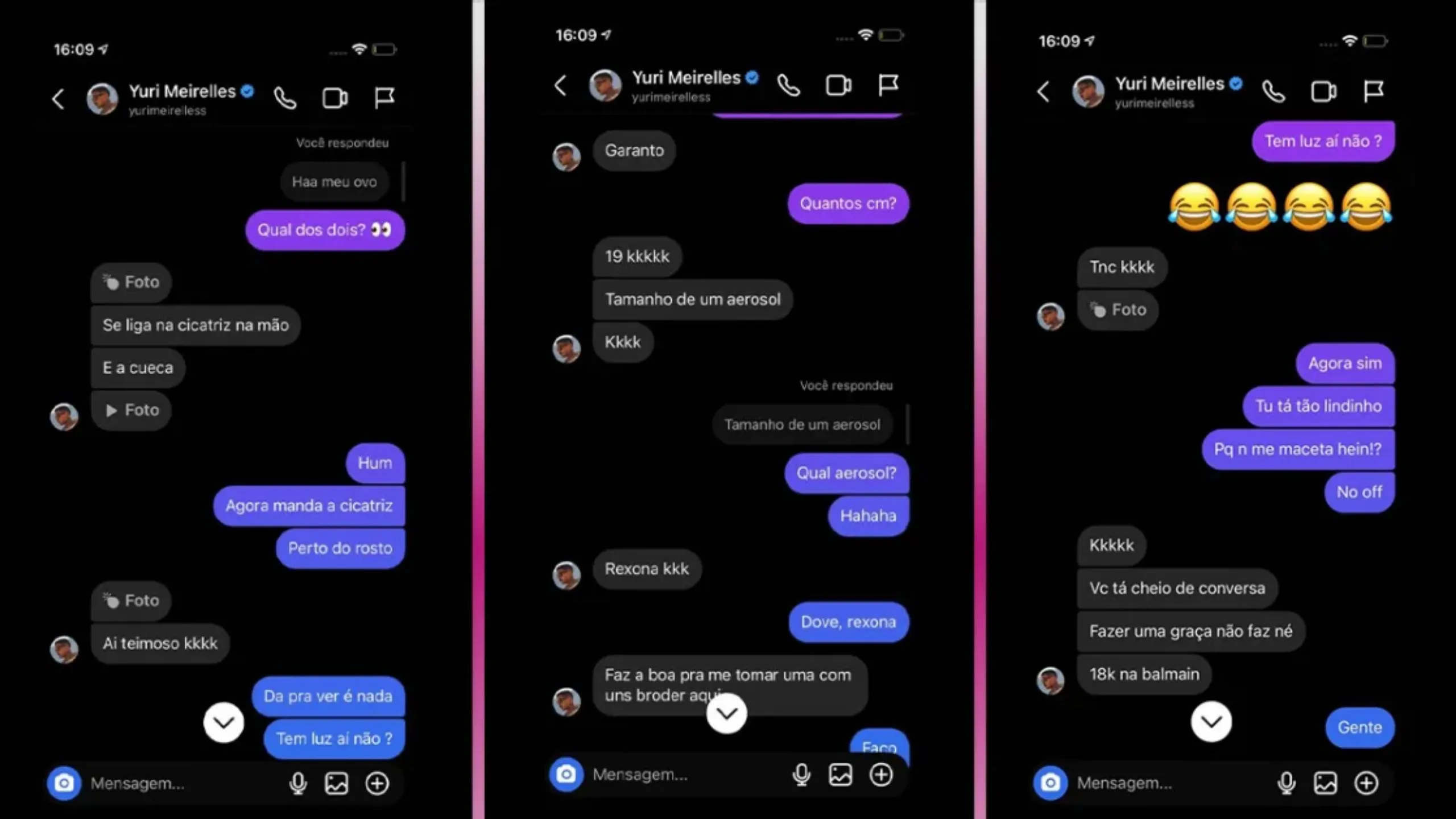 Yuri Meirelles conversa com influencer sobre nudes