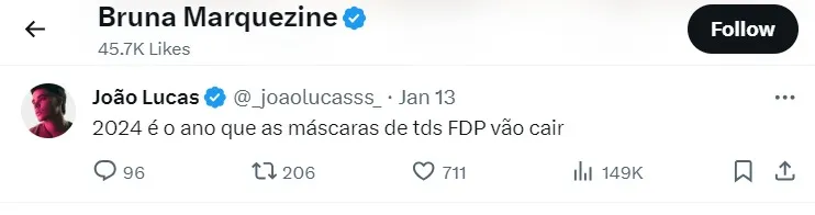 Bruna Marquezine curtiu post feito pelo marido de Sasha