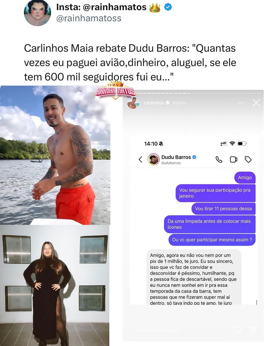 Imagem ilustrativa da imagem Carlinhos Maia e Dudu Barros: veja motivo da treta dos influenciadores