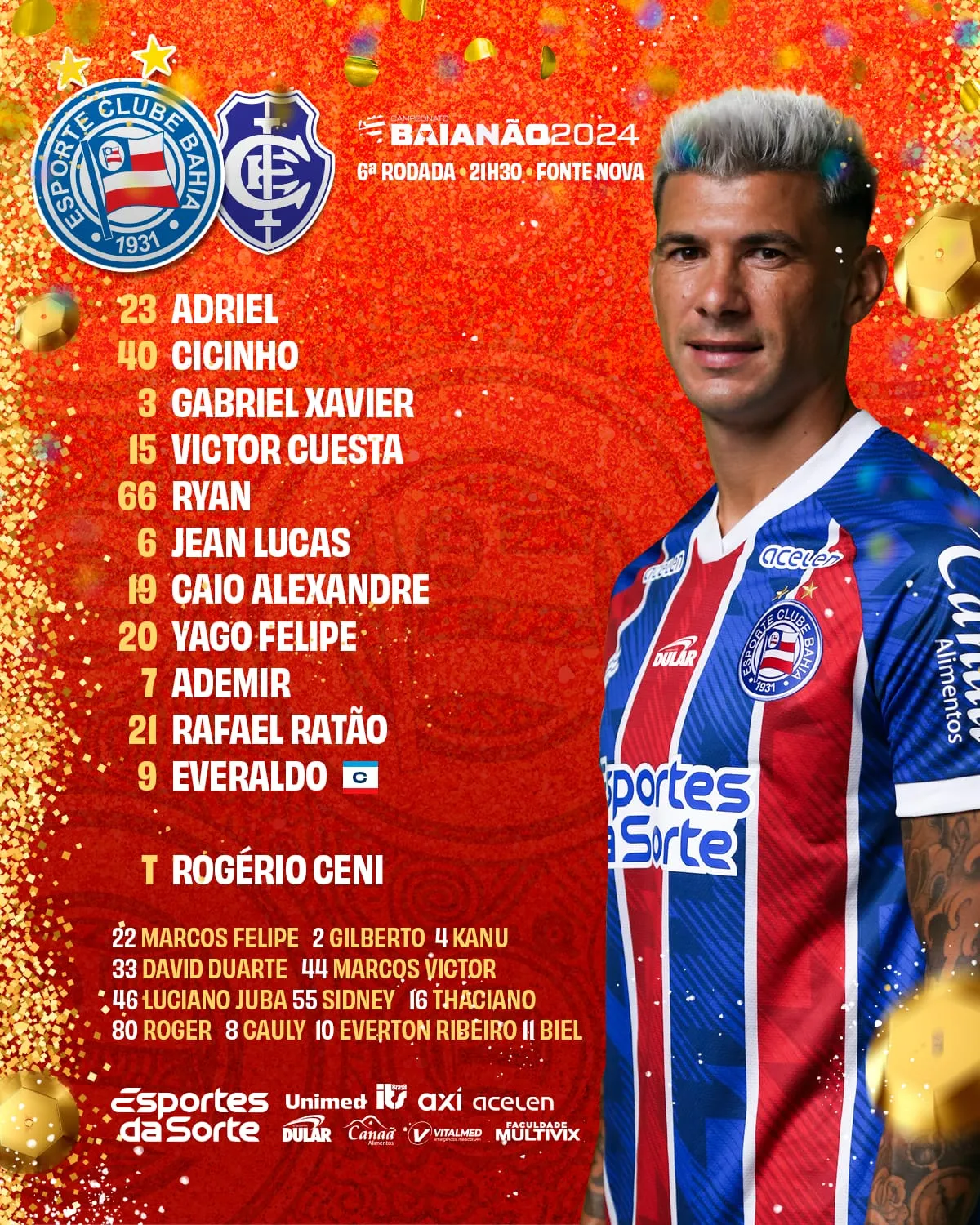 Imagem ilustrativa da imagem Com estreante e time misto, Bahia está escalado para pegar o Itabuna