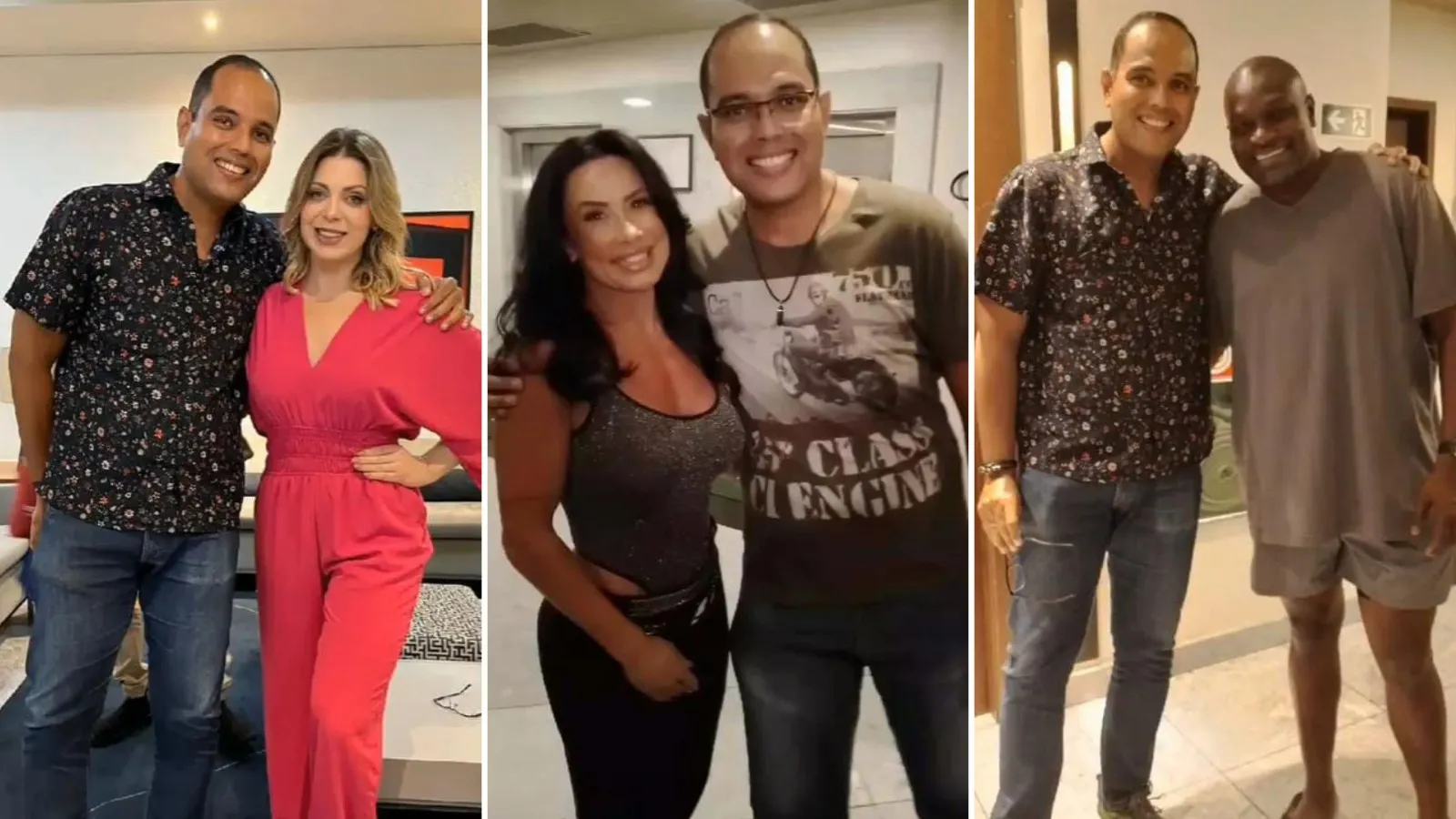 Kleber Costa com Sheila Mello,  Scheila Carvalho e Jacaré