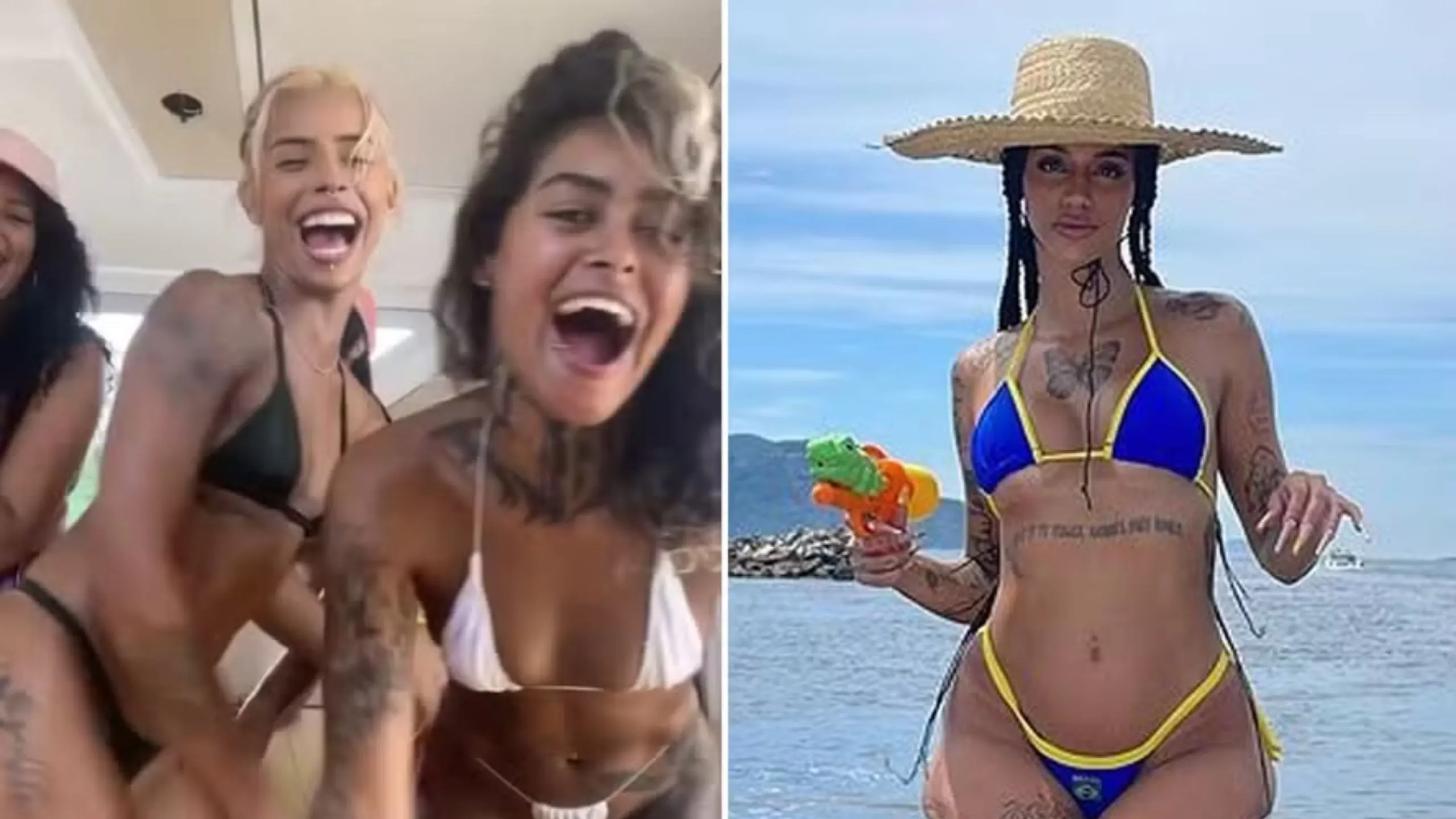 Imagem ilustrativa da imagem Junto com amigas, atriz da Globo rebola a raba de biquíni em lancha
