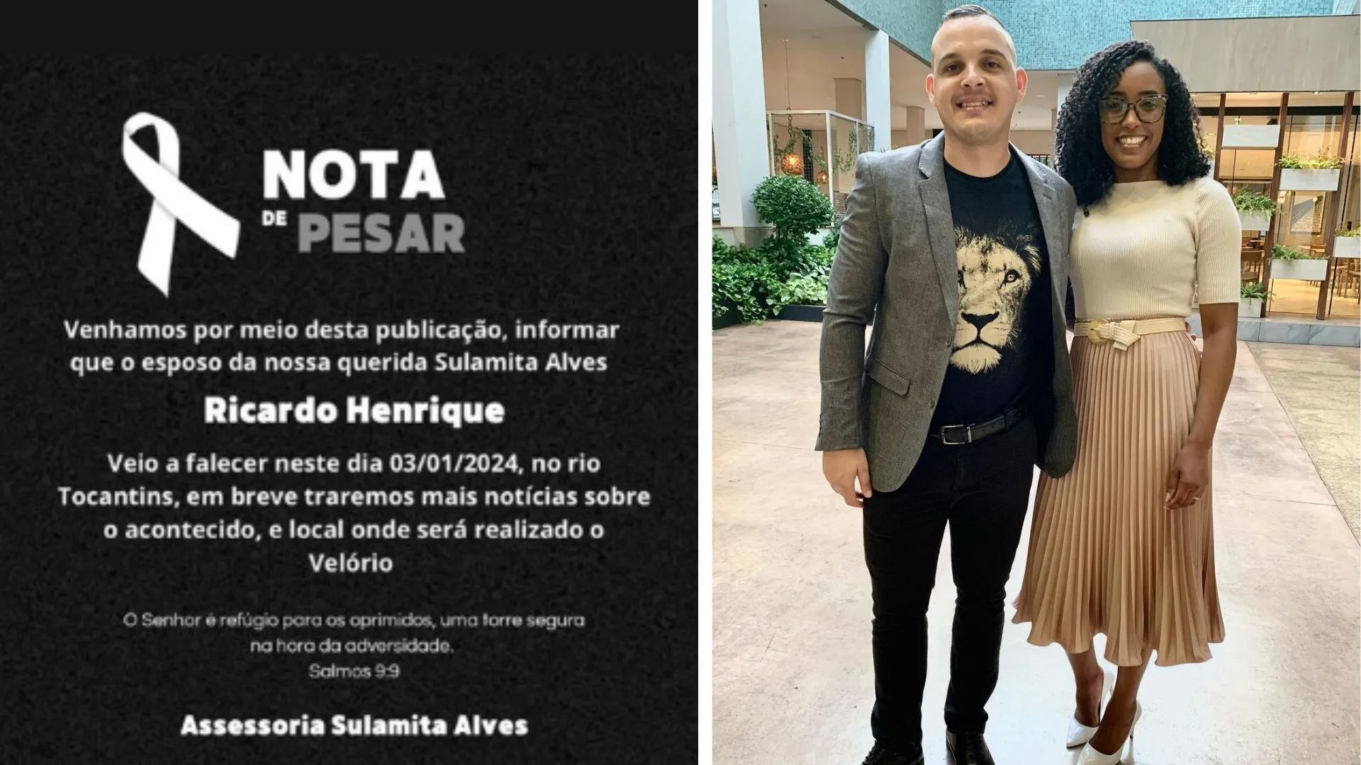 Imagem ilustrativa da imagem Marido de Sulamita Alves morre afogado menos de 1 mês após acidente