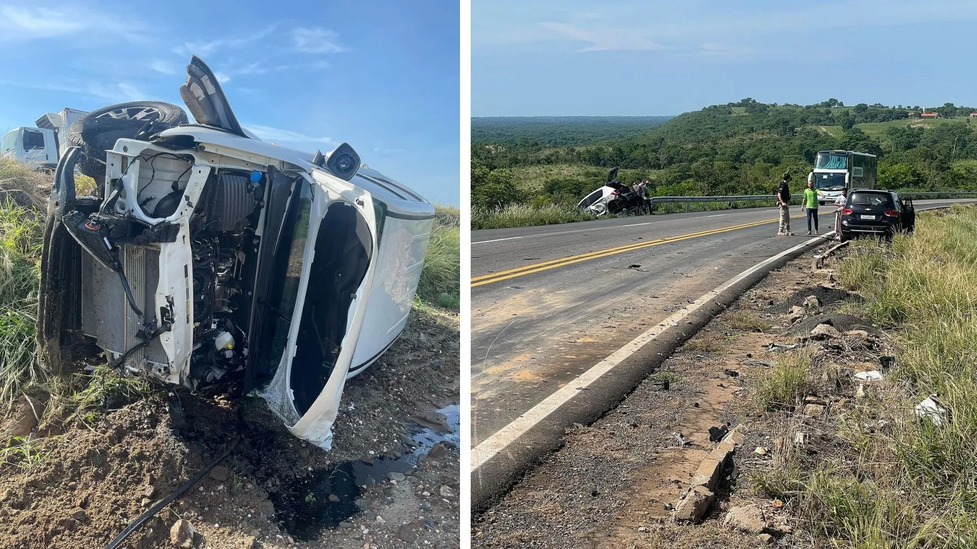 O carro capotou na estrada em 15 de dezembro
