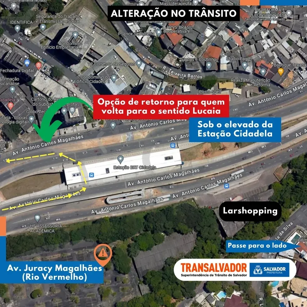 Imagem ilustrativa da imagem Obras do BRT fazem prefeitura fechar retornos na AV. Juracy Magalhães