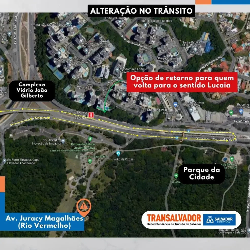 Imagem ilustrativa da imagem Obras do BRT fazem prefeitura fechar retornos na AV. Juracy Magalhães