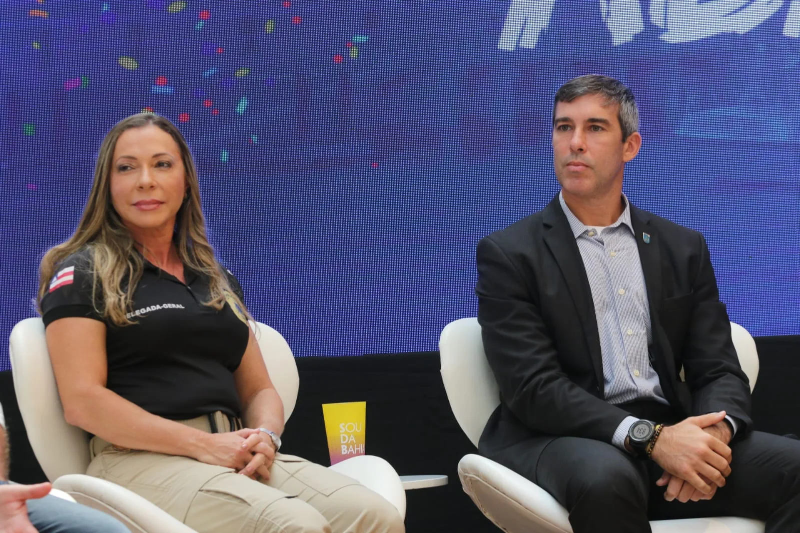 Secretário da Segurança Pública, Marcelo Werner e a delegada-geral da Polícia Civil, Heloísa Brito estiveram presentes na cerimônia