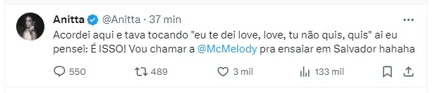 Anitta convida Melody para Ensaio em Salvador