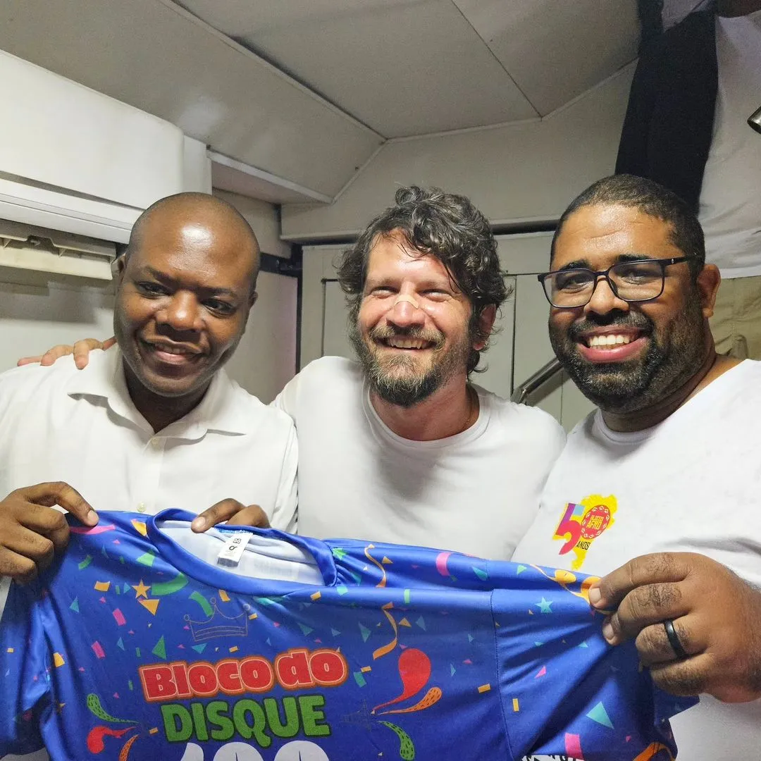 Silvio Almeida, Saulo Fernandes e o Secretário de Justiça e Direitos Humanos, Felipe Freitas