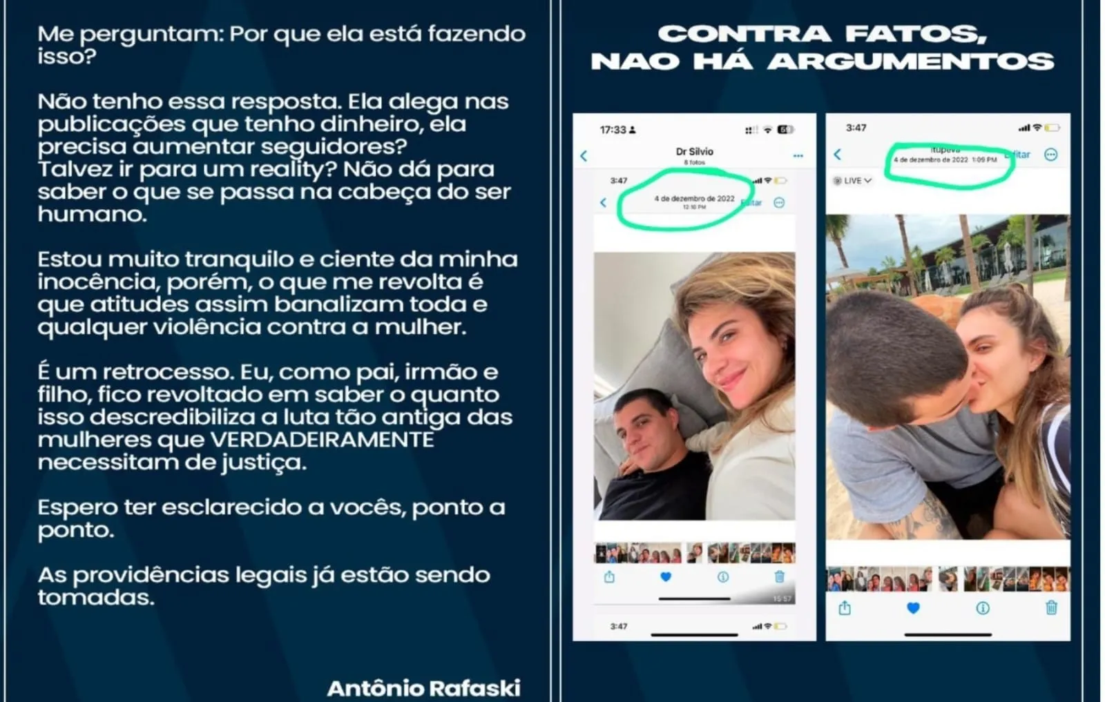 Antonio anexou inúmeras fotos ao lado da modelo