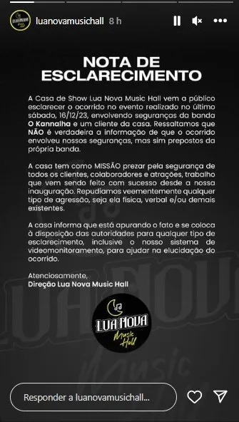 Casa de show prestou esclarecimento ao público