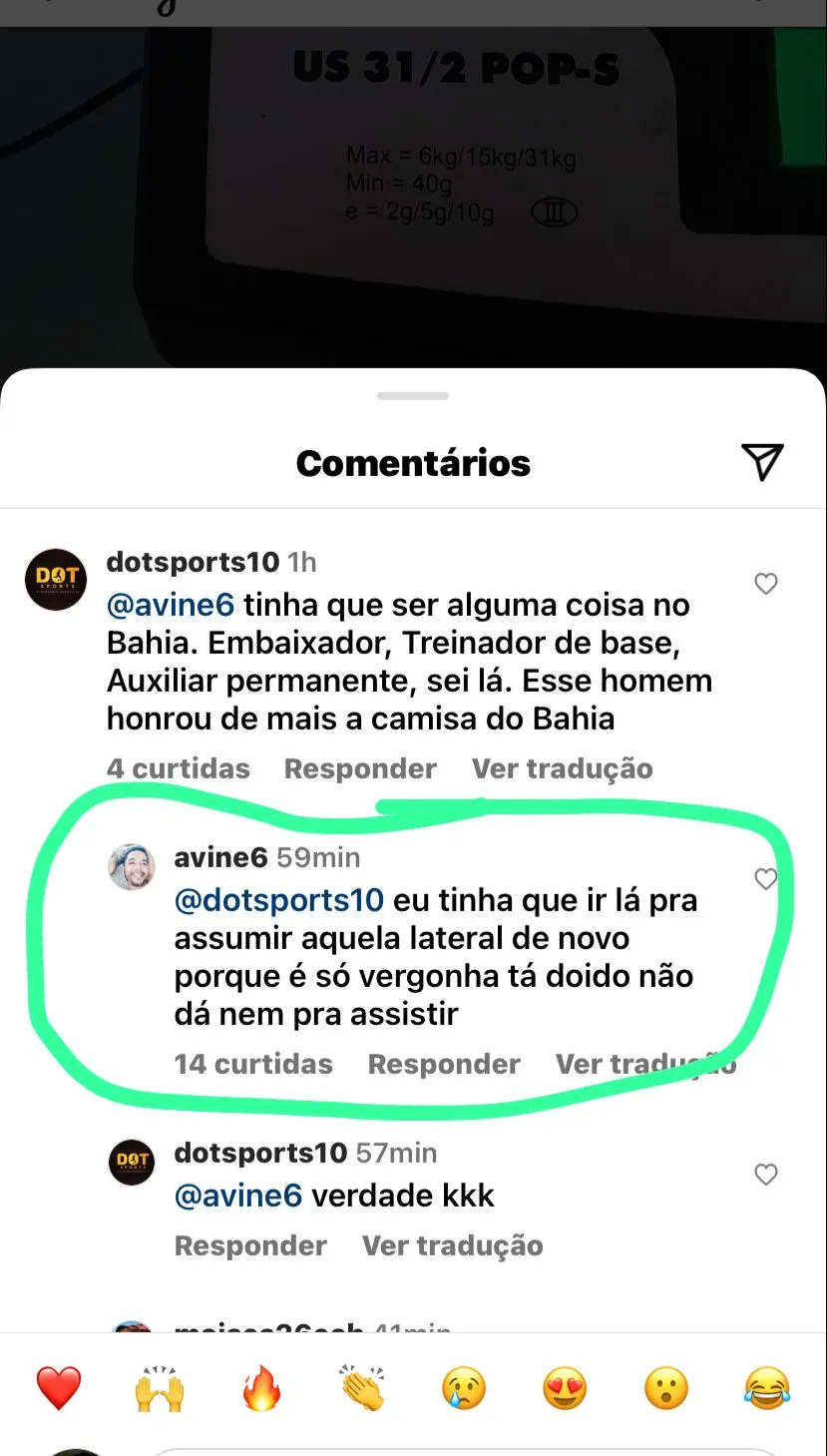 Ávine falou no Instagram