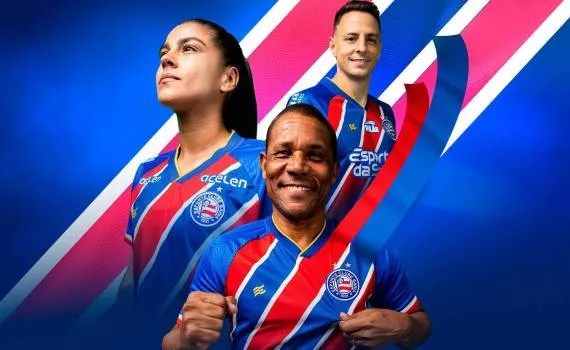 Imagem ilustrativa da imagem Com ídolo presente e estreia com as Mulheres de Aço, Bahia lança manto