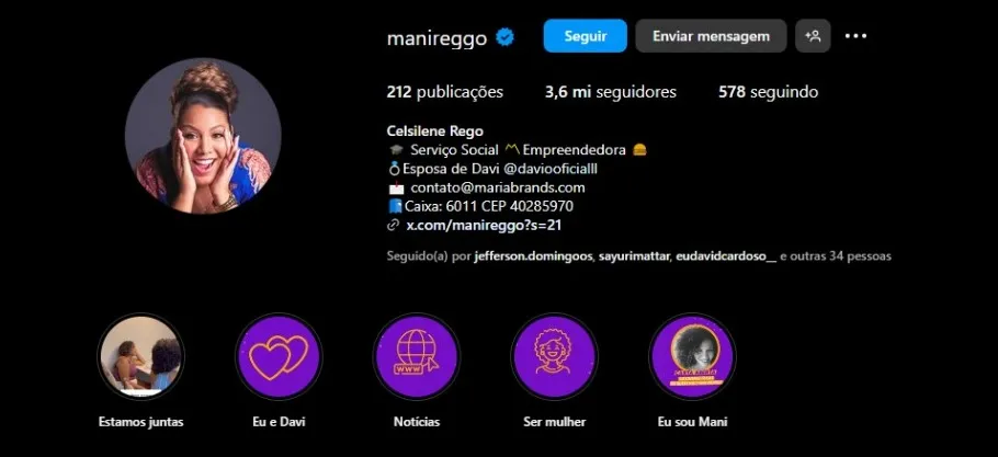 Mani atingiu mais de 3 milhões de seguidores no Instagram