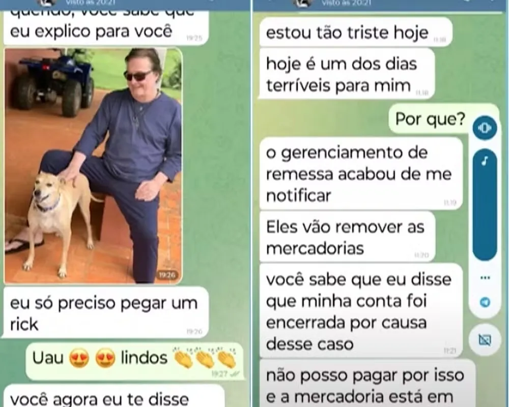 Prints das conversas entre a diarista e o falso Fábio Jr.