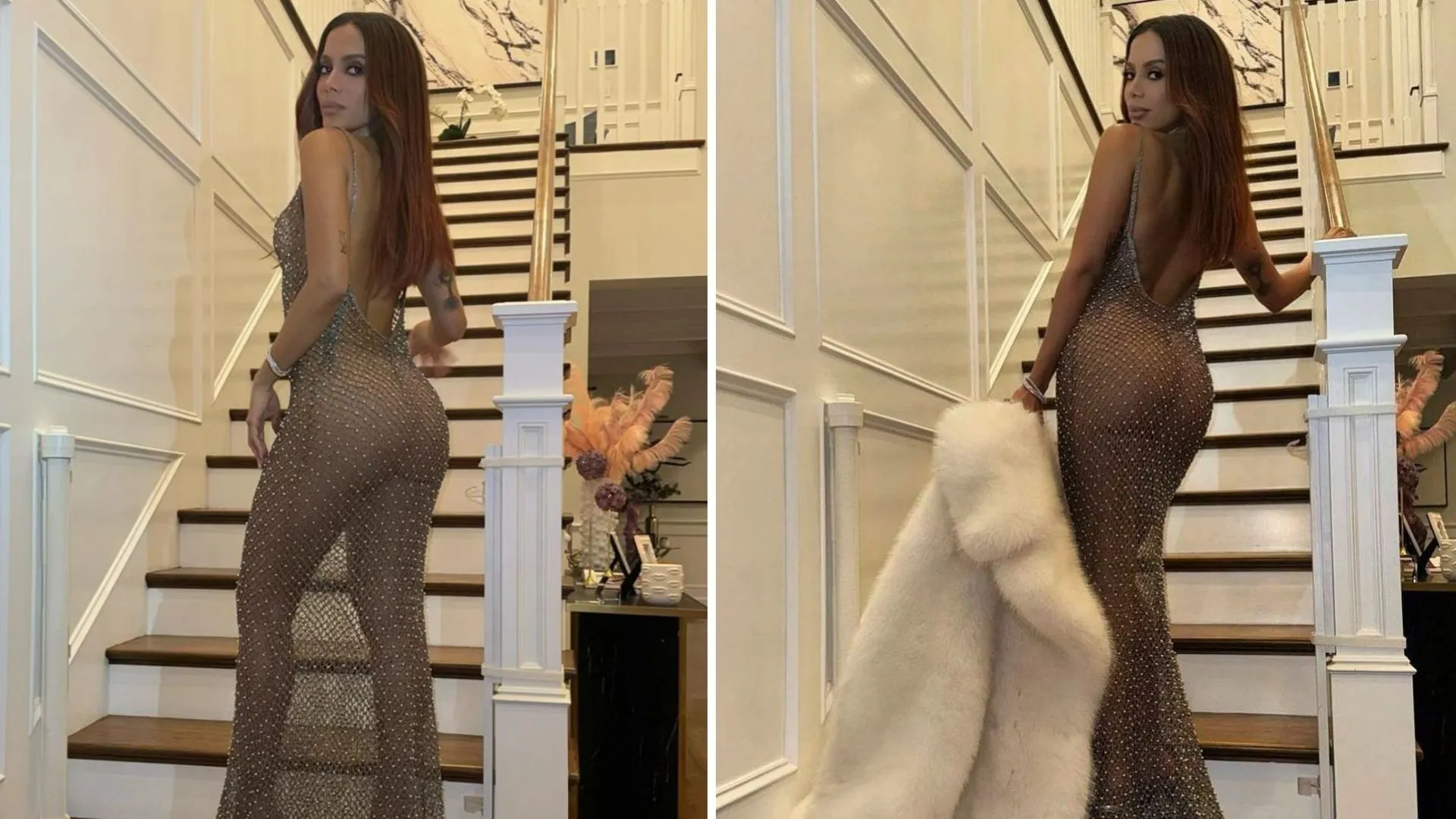 Imagem ilustrativa da imagem Joga pra lua! Anitta mostra tudo em after do Oscar com vestido ousado