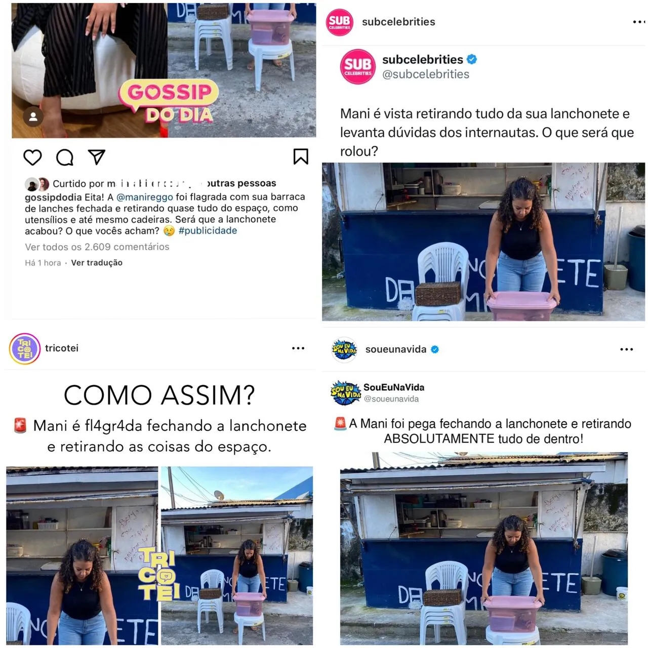 Publicações realizadas por páginas de fofocas
