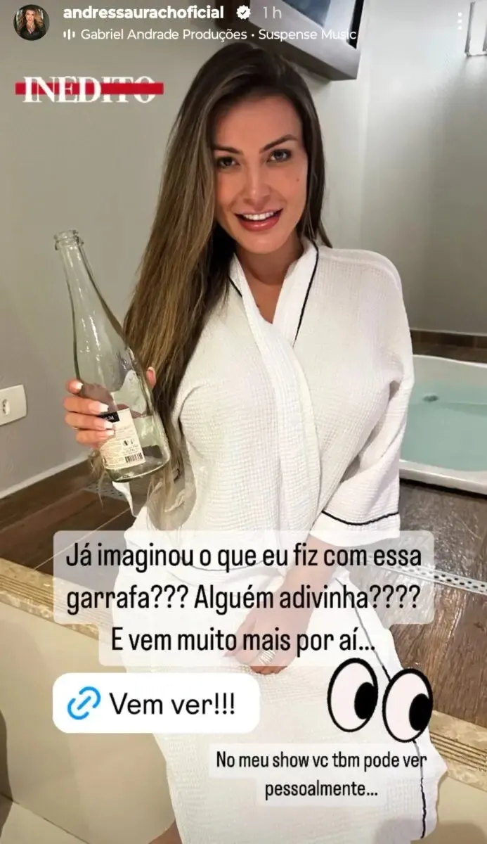 Imagem ilustrativa da imagem Na boquinha da garrafa? Andressa Urach choca com novo conteúdo +18