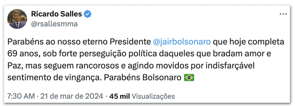 Imagem ilustrativa da imagem Niver de Bolsonaro: ex-presida recebe felicitações nas redes sociais