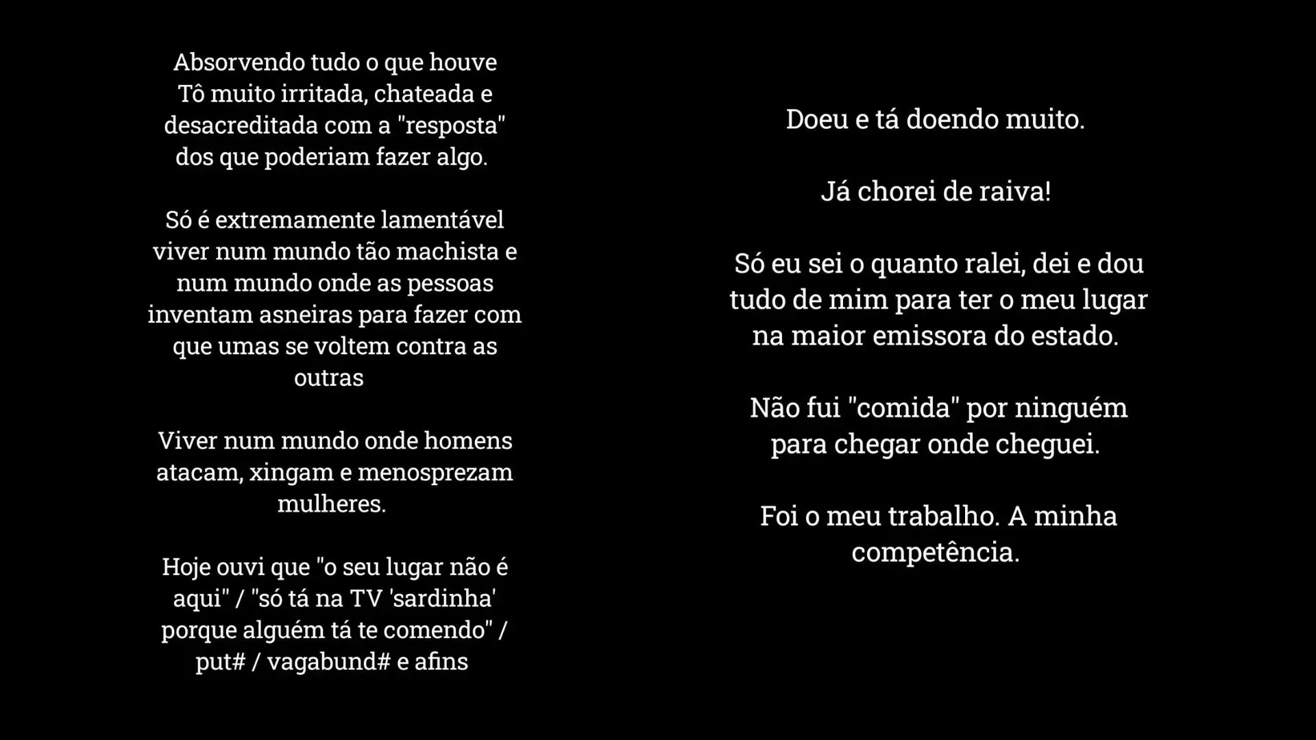 Desabafo de Samara Figueiredo em uma rede social