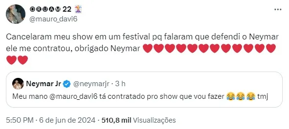 Imagem ilustrativa da imagem Oruam tem show cancelado por defender Neymar e caso tem plot polêmico