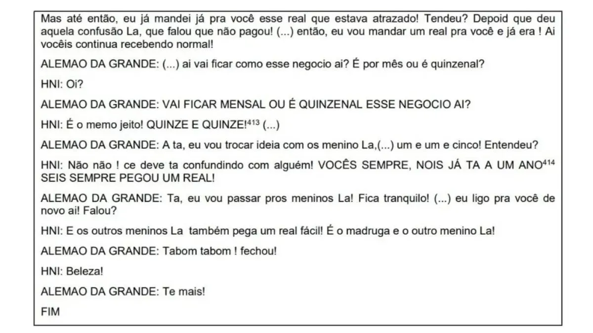 Continuação da conversa entre o PM e o criminoso