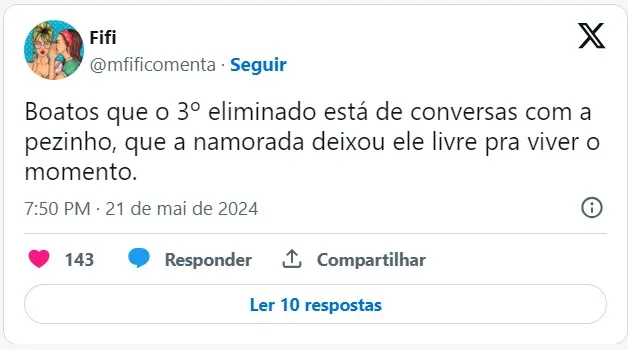 Página faz insinuação envolvendo ex-participantes do BBB 24.