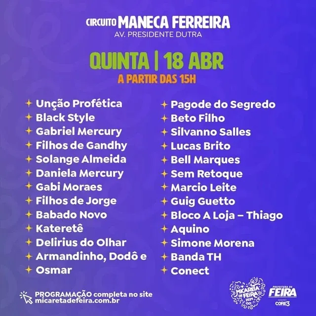 Imagem ilustrativa da imagem Prefeitura de Feira divulga programação completa da Micareta 2024
