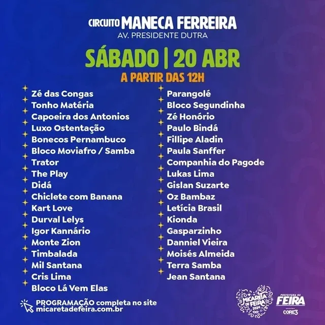 Imagem ilustrativa da imagem Prefeitura de Feira divulga programação completa da Micareta 2024